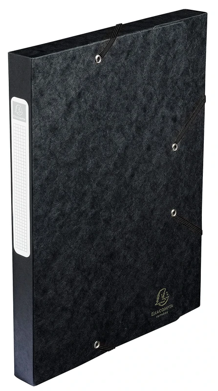 Exacompta - Ref. 18516H - 25 CARTOBOX filing boxes with rubber bands - delivered flat - 2.5 cm spine - glossy card 5/10th - 400g/m² - dimensions 25x33cm - A4 filing format - black color