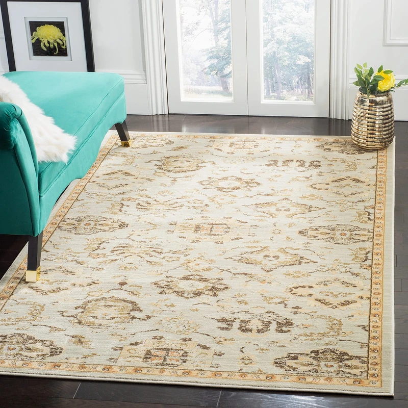 Safavieh Contemporary Indoor Woven Rectangle Area Rug, Havana Collection, HAV210, in Natural / Multi, 155 X 231 cm for Living Room, Bedroom or Any Indoor Space