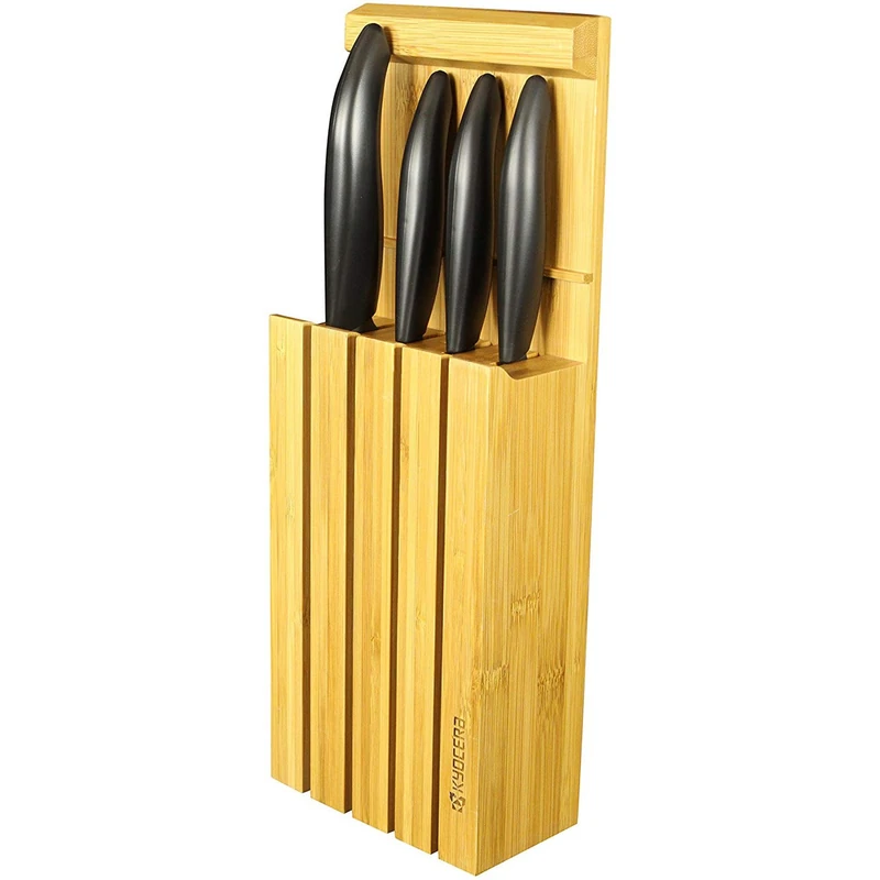 Kyocera Bamboo knife block and knife set - White and Black