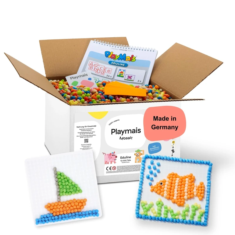 Playmais Eduline Mosaic, 12000 Pieces, Craft Set, Natural Toy, Includes 6 Sponges, Instruction Book, Vegan, Responsible & Safe for Children and the Environment, from 3 Years - Image 1