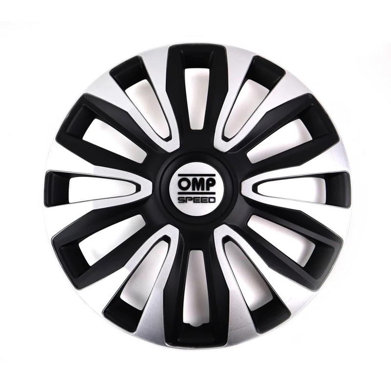 OMP SPEED SET 4 HUBCAPS MAGNUM BLACK/SILVER 16 INCHES
