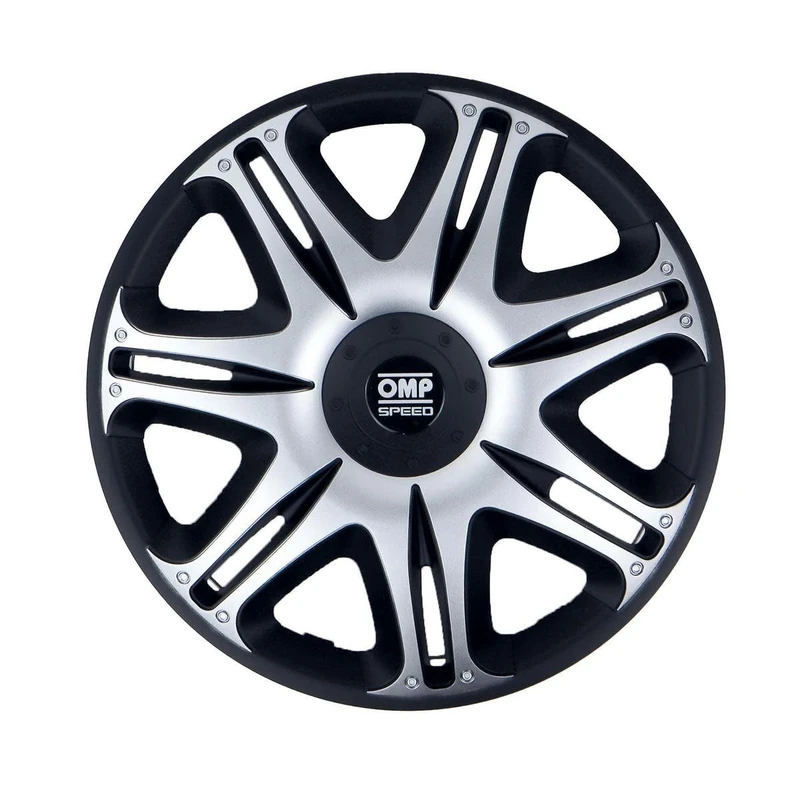 OMP SPEED SET 4 HUBCAPS GHOST BLACK/SILVER 13 INCHES