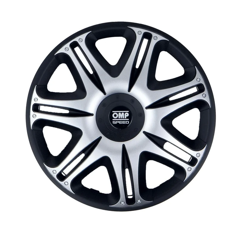 OMP SPEED SET 4 HUBCAPS GHOST BLACK/SILVER 16 INCHES