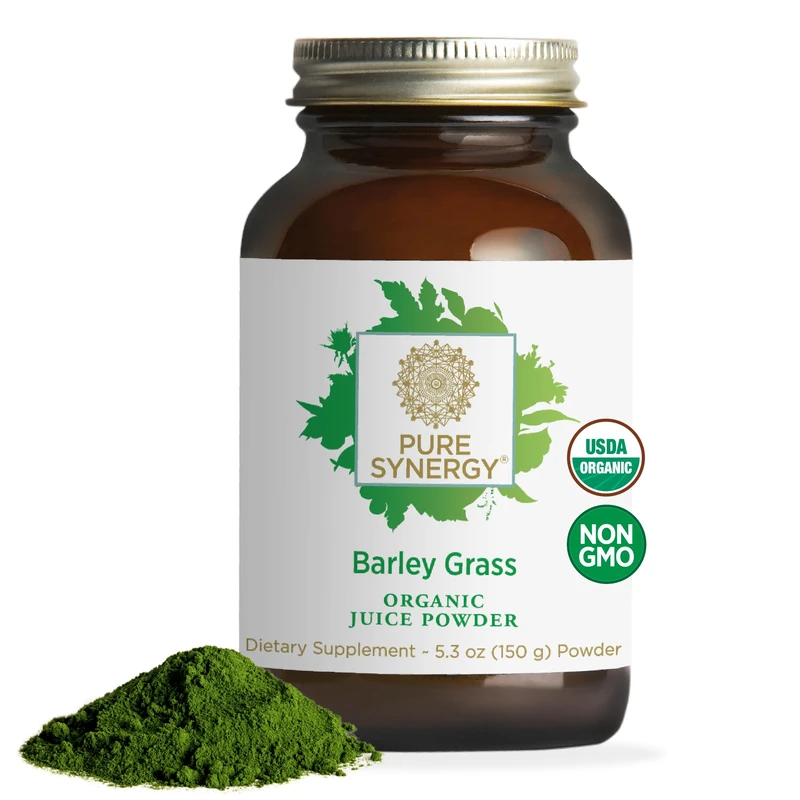 PURE SYNERGY Organic Barley Grass Juice Powder | Chlorophyll-Rich Greens Powder | Cold-Pressed Barley Grass Juice | for Energy, Detox, and Digestion Support (150g Powder) - Image 1