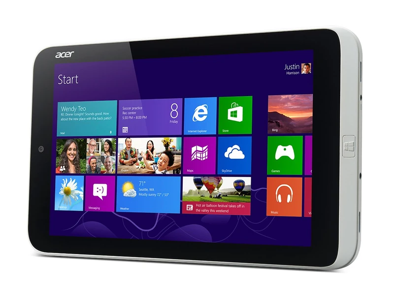 Iconia Acer W3 8-inch Tablet PC (Intel Atom Z2760 1.8GHz Processor, 2GB RAM, 64GB SSD, WLAN, BT, Webcam, Windows 8) - Image 1