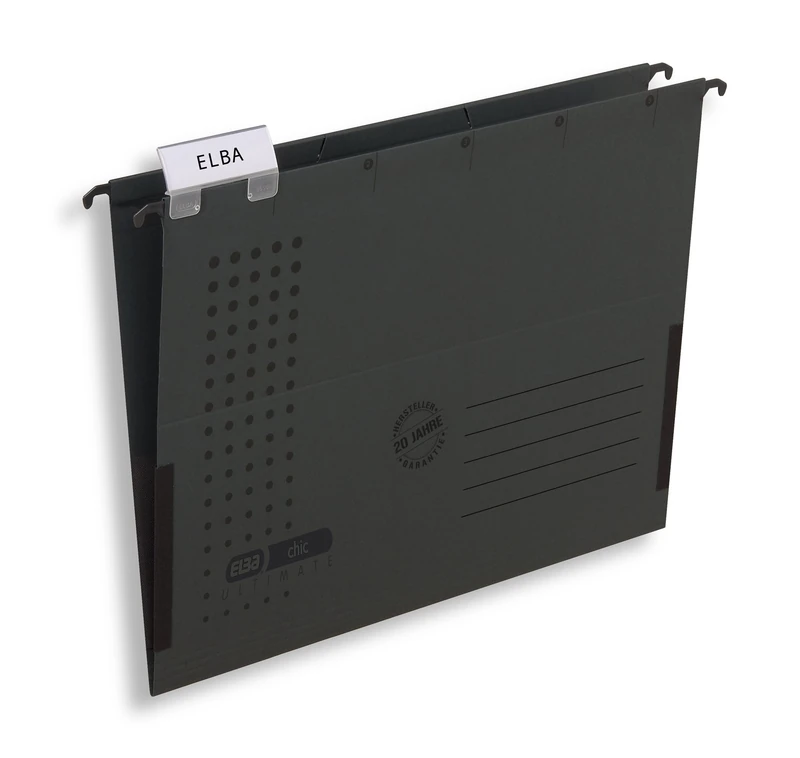 Elba Chic Ultimate 85743AZ Suspension File with Closed Sides and Linen Edge Protectors Pack of 25 Anthracite