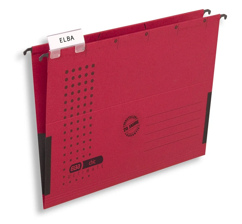 Elba Chic Ultimate 85743RO Suspension File with Closed Sides and Linen Edge Protectors Pack of 25 Red