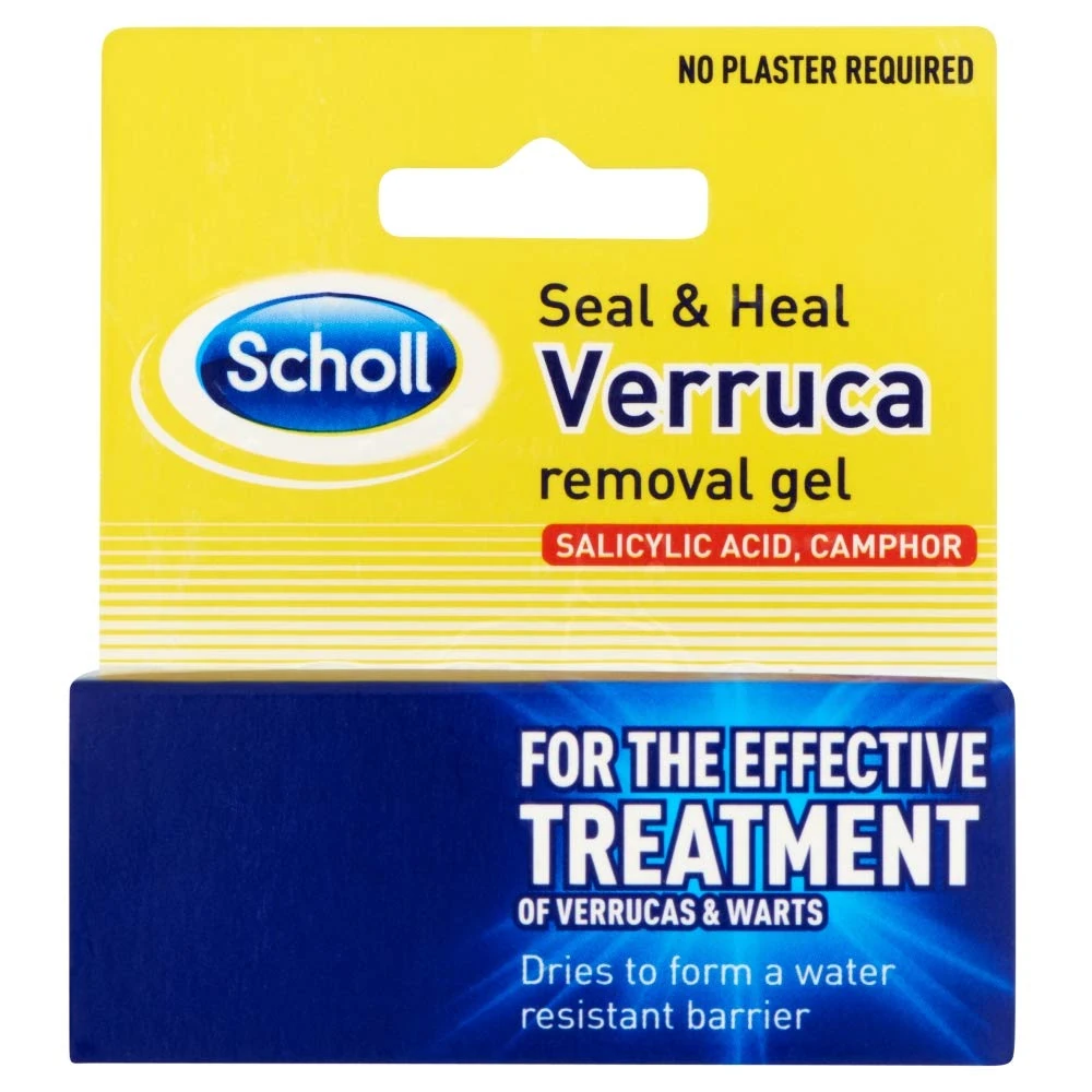 Scholl Seal & Heal Verruca Removal Treatment Gel - No Plaster Needed, Salicylic Acid & Camphor Treatment for Verrucas, Corns, Warts & Calluses, Water-Resistant Barrier,Easy to Apply, Size 10ml
