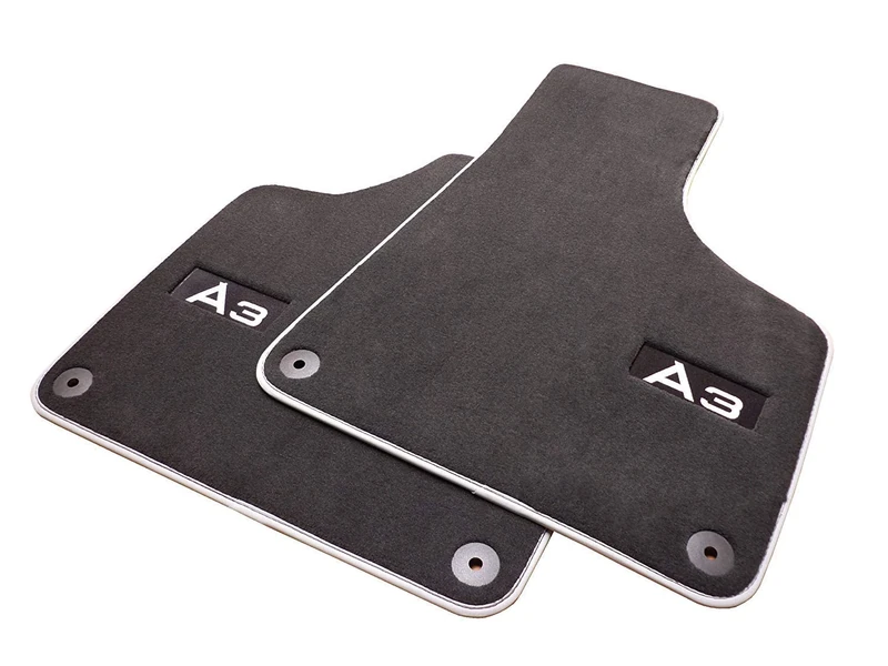 Audi 8P1061275PMNO Textile Floor Mats Premium Front, Black/Silver Grey, Pack of 2