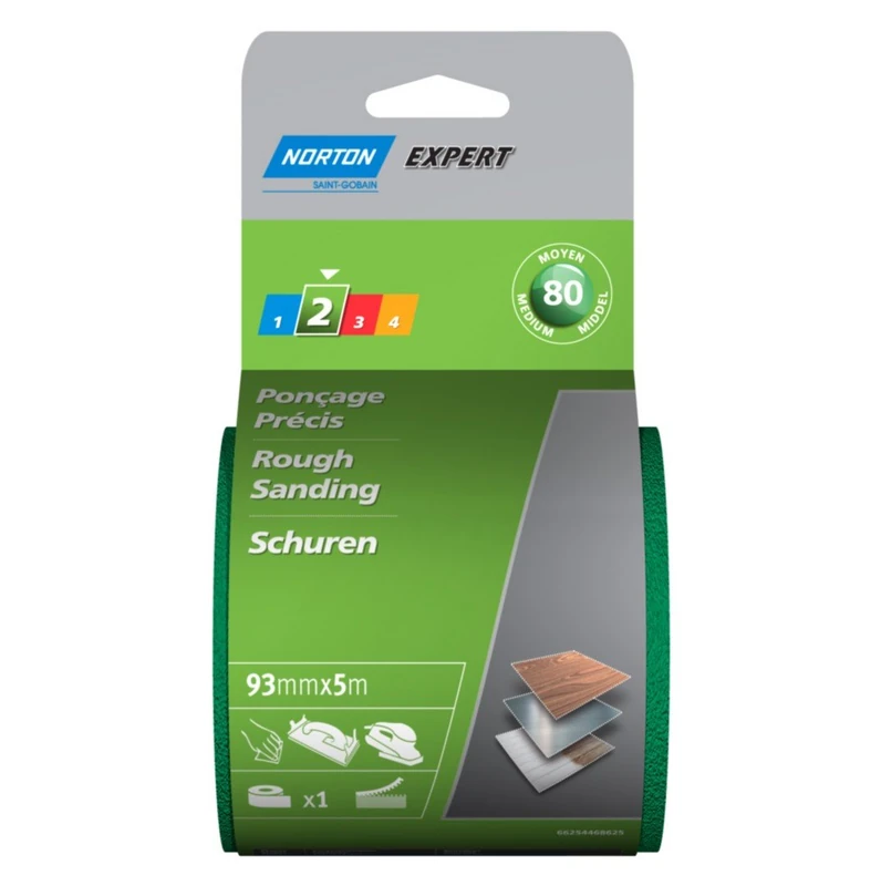 Norton Rouleau Norgrip Expert Sanding Tape 93 x 5 m Grit 80 - Image 1