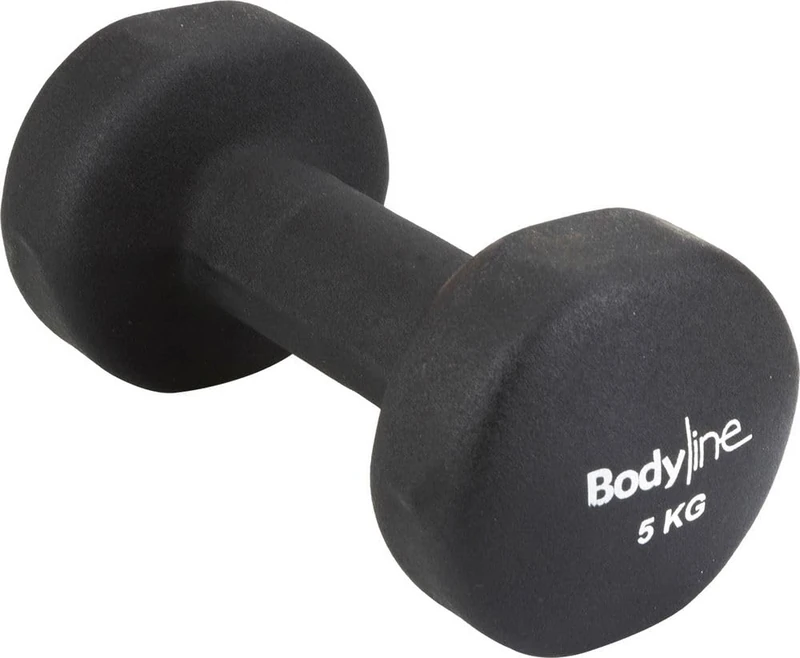 Bodyline Shockproof Cast Iron Dumbbell 5 Kg With Neoprene Coating | Non-slip Fitness Weight For Home Gym, Arms, Shoulders And Chest