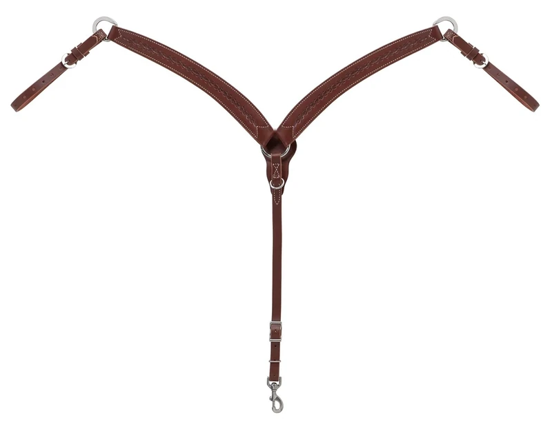 Weaver Leather Barbed Wire Contoured Breast Collar, Brown - Image 1