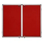 Bi-Office Enclore Display Case, Red Felt Surface, 2 Lockable Acrylic Doors, Aluminium Frame, 1830 x 1230 mm - 32x A4