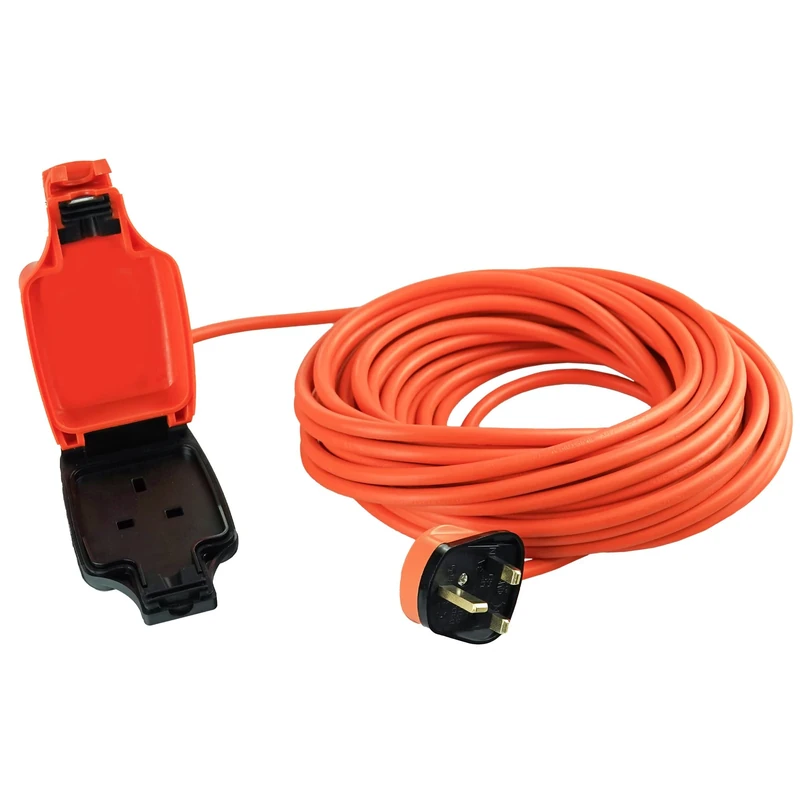 Netagon IP54 Single 1 Gang Plug Waterproof Outdoor Electrical Inline Socket Extension Lead | 5M,10M, 20M or 25M Long Cable (1, 15M Long Cable)