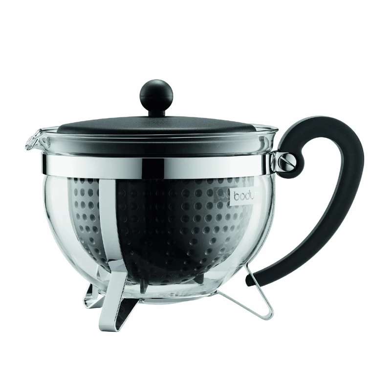 Bodum 1.3 Litre Chambord Teapot with Coloured Plastic Filter, Black