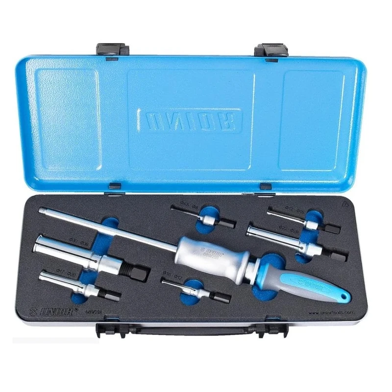 Unior Bike Tool Inner Bearing Puller (0.2 kg, Black), Special Tool Steel, Ergonomic Heavy Duty Handle, Set of 6 for 6.5-8, 10-12, 12-15, 17-20, 22-28, 30-36 mm