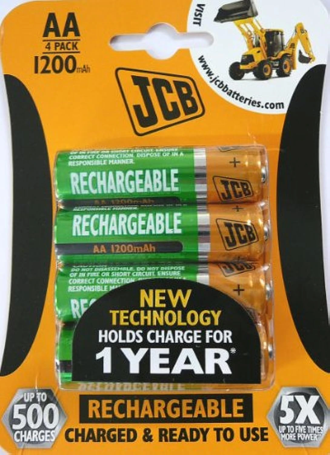 JCB AA NiMH Rechargeable Batteries - Jcb aa 1200MAH rechargeable batteries (Card of 4)