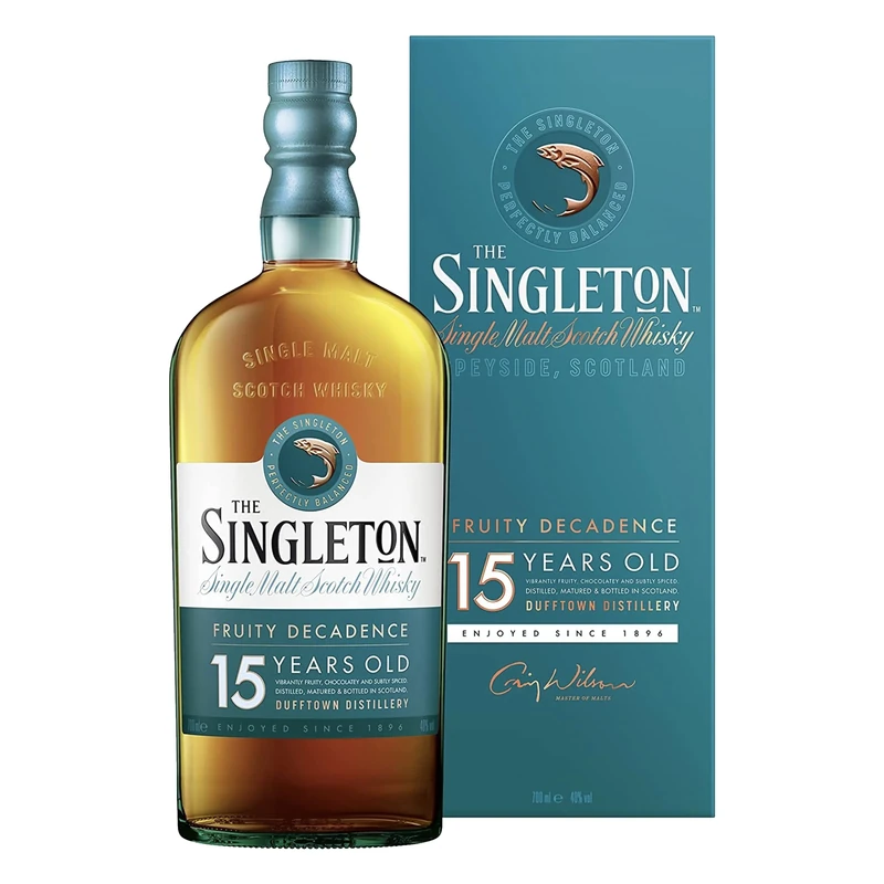 The Singleton 15 Year Old Single Malt Scotch Whisky | 40% vol | 70cl | Fruity | Chocolatey & Subtly Spiced | Speyside Single Malt | Perfect for Whisky Lovers | with Gift Box