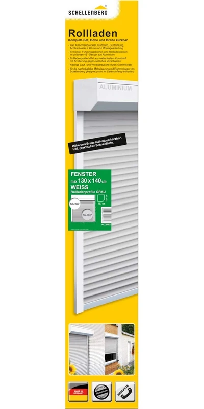 Schellenberg 20082 Roller Shutters 130 x 140 cm 45° White/Grey