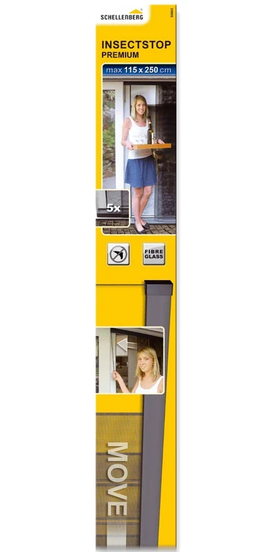 Schellenberg 50663, 115 x 250 cm, Fly Balcony Door, Insect Protection Curtain, Premium, can be Shortened in Width and Height, Anthracite, Charcoal