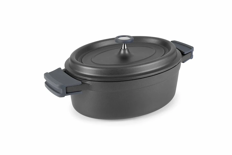 LACOR 26 x 20 cm Oval Cast Aluminium Casserole, Black