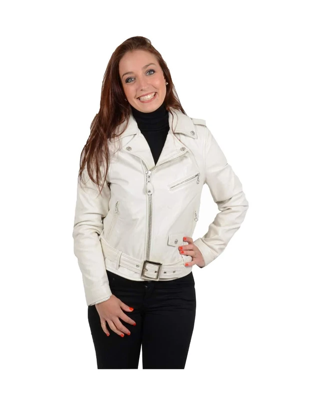 Schott NYC Women's Lcw8600 Jacket, White (Off White), M UK