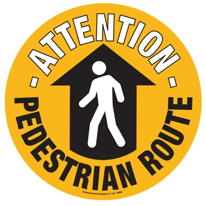 Floor Graphic Markers - Floor Adhesive Sign, Warning Stickers, Safety Sign - 430mm dia. - Pedestrian Route