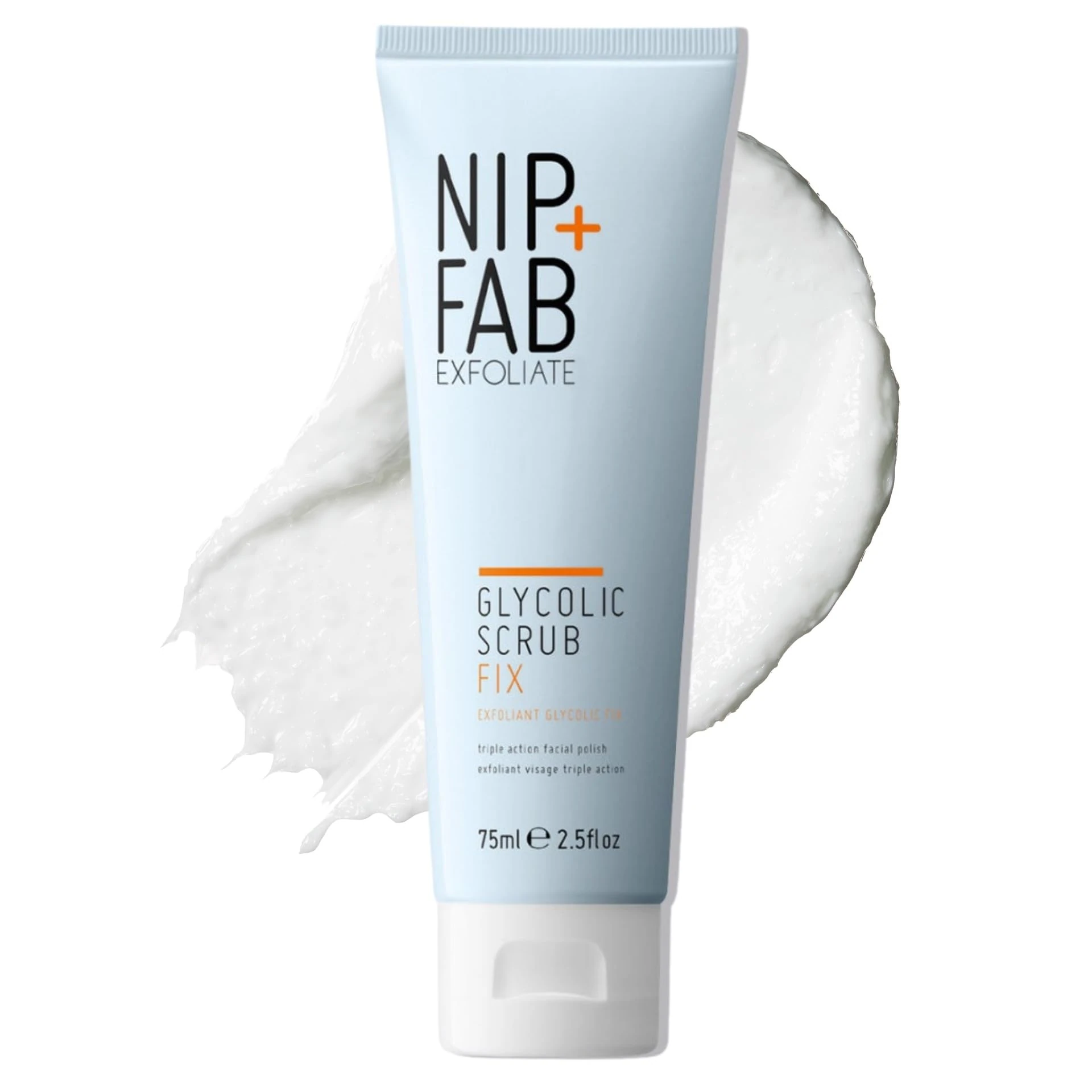 Nip + Fab Glycolic Acid Fix Face Scrub with Salicylic Acid, AHA/BHA Exfoliating Facial Cleanser Polish for Refining Pores Skin Brightening, 75 ml