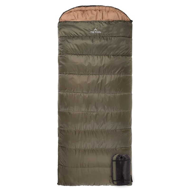 TETON Sports Celsius XL +20F Sleeping Bag; Great for Family Camping; Free Compression Sack; Green