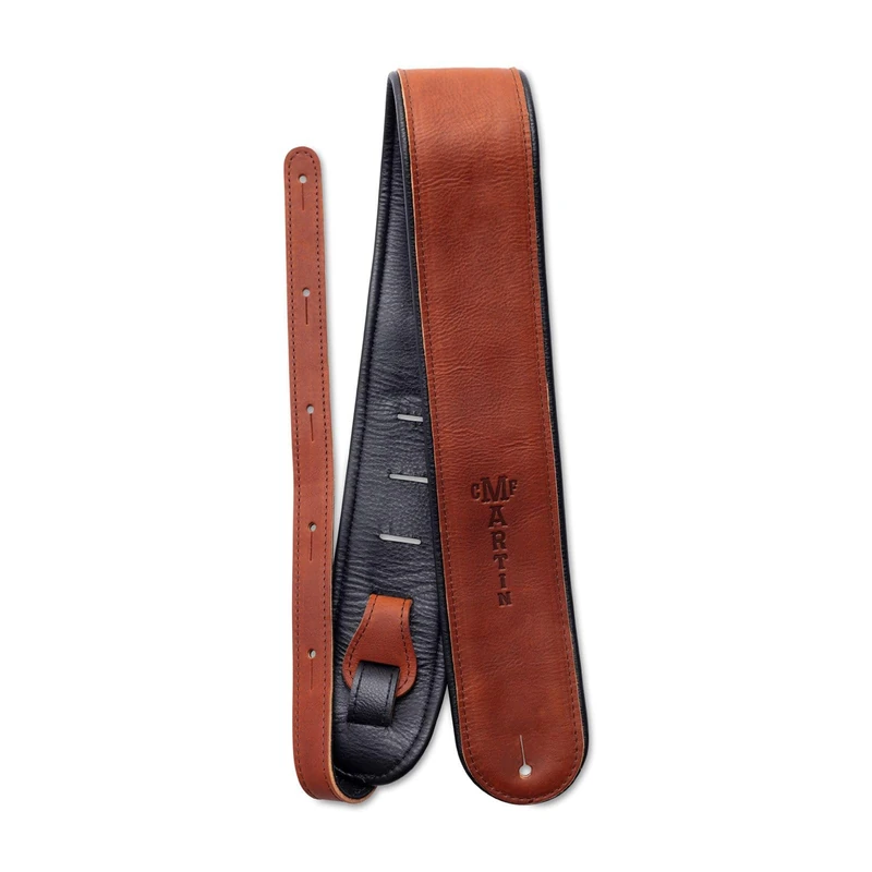 Martin 18A0028 2.5" Premium Rolled Brown Leather Guitar Strap