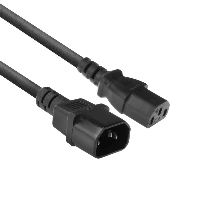 ACT AK5122 Power Cable for Cold Appliances C13 to C14 10m, IEC Male to Female 3 Pin Extension Cable - Black