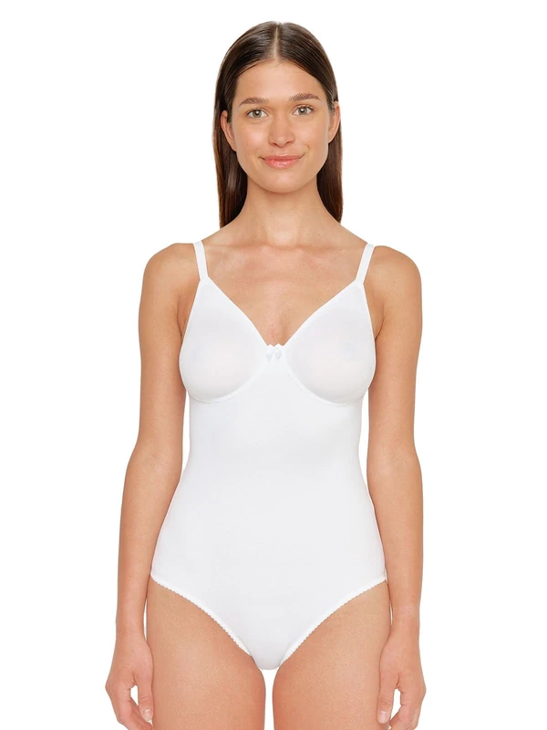 Susa Women's Bodysuit Without Underwire Bra, White, 38B