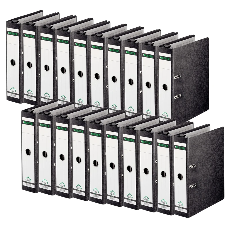 Leitz Quality 18210000 Hanging Folders 180° A4 Pack of 20 Black 8 cm Spine Width Ideal for Use in Hanging Pull Hard Cardboard Cover