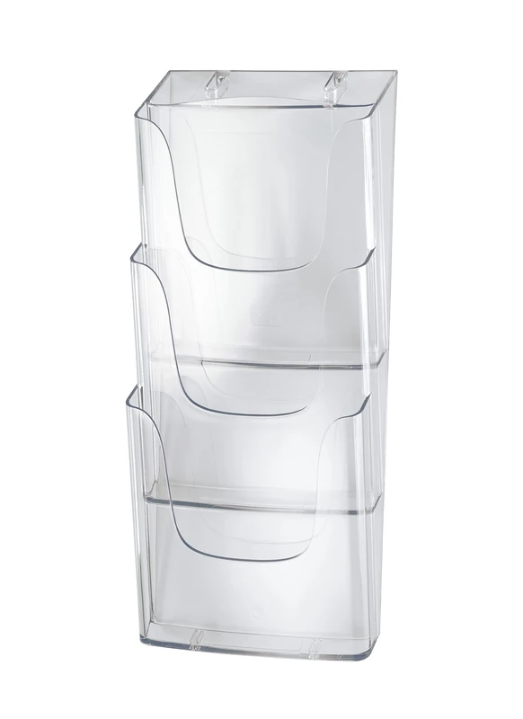 SIGEL LH135 Wall-Mounted Literature Holder, for A4, with 3 compartments, uv resistant acrylic, clear, 2 Pieces