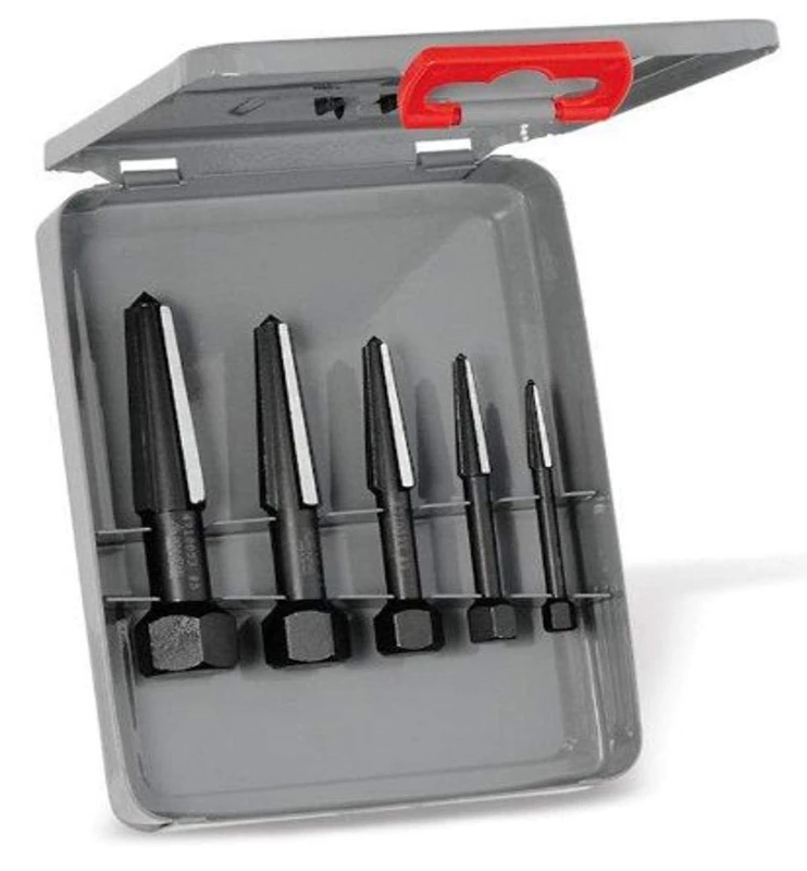 KNIPEX Rennsteig 9R 471 901 3 Screw Extractor Double Edge Set in Metal Case, Size 1-5, Black