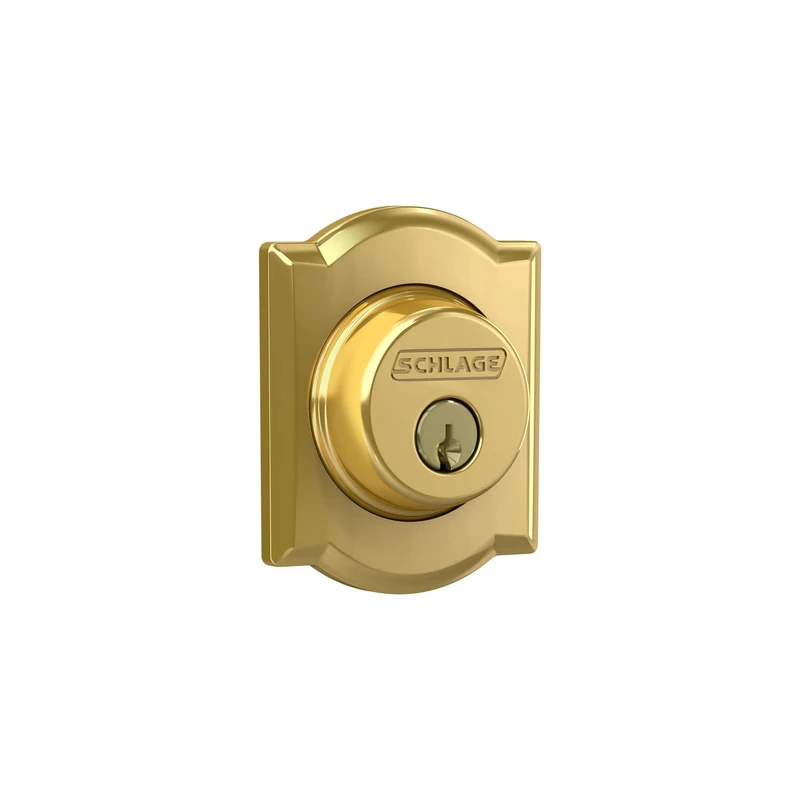 Single Cylinder Deadbolt with Camelot Trim, Bright Brass (B60 N CAM 605)