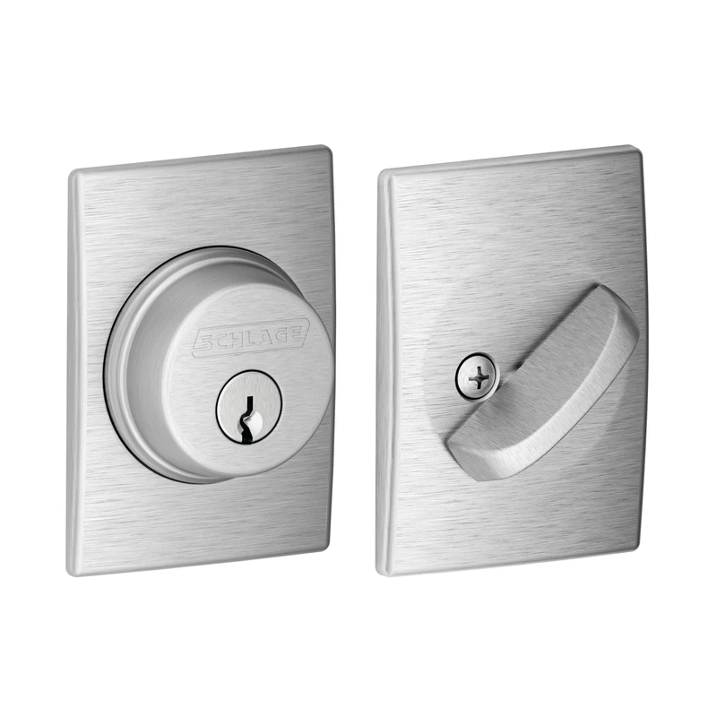 SCHLAGE B60N CEN 626 Deadbolt with Century Trim 1-Sided, Maximum Safety in The Living Area, Satin Chrome