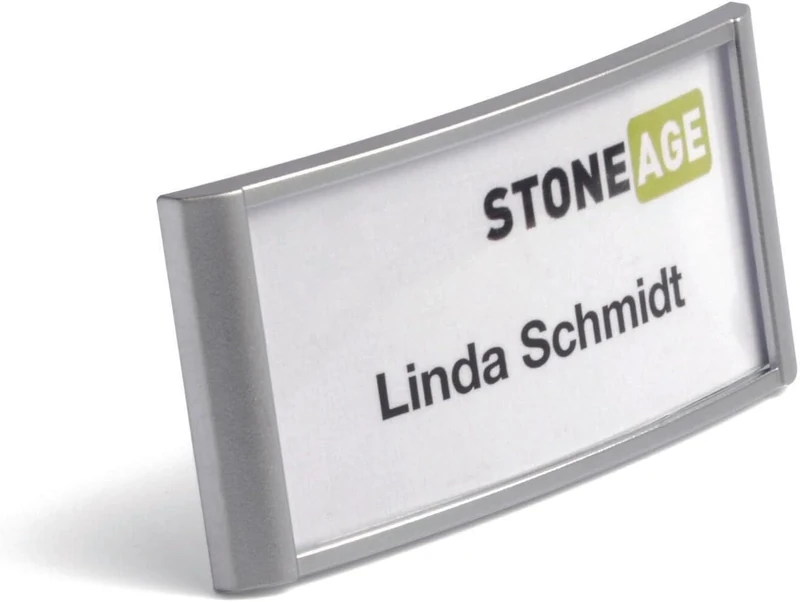 Durable 854023 Classic Name Badge with Magnet 30 x 65 mm - Silver (Pack of 10)