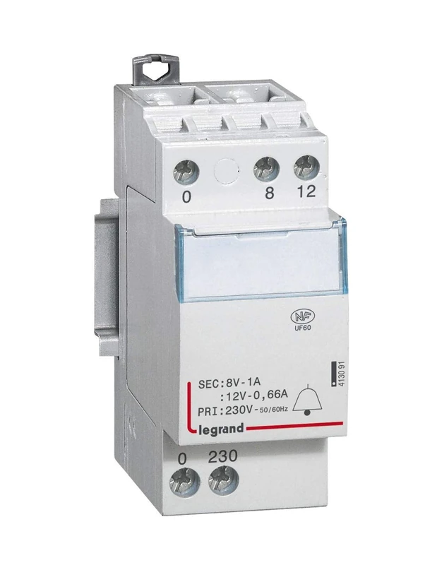 Legrand 413091 Transformer for Ringtone, 230V to 12V or 8V - 8VA, 2 Modules