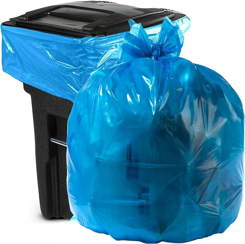Aluf Plastics 55 Gallon Blue Trash bags for Rubbermaid Brute - Pack of 100 - Garbage or Recycling bags 55" by 38" 1.2 (equivalent) MIL - For Industrial, Home, Contractor