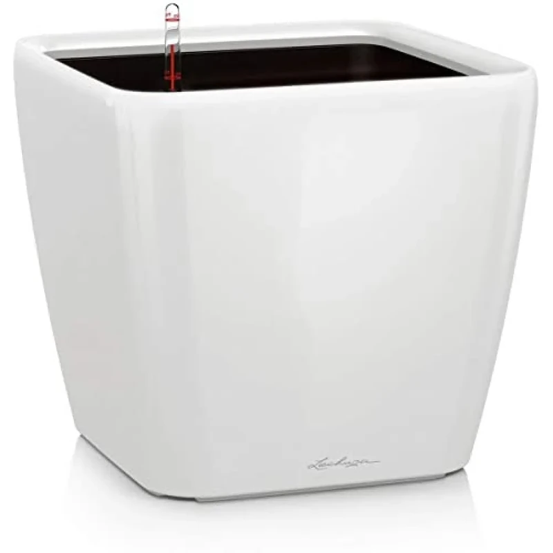 Lechuza Self Watering Plant Pot QUADRO LS 50 Garden Flower Indoor and Outdoor Plastic Planter with Drainage Hole H47 L50 W50 cm White High-Gloss