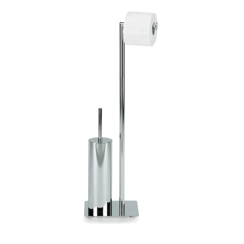 Kela WC set with toilet roll holder and brush pot 71cm, toilet brush with closed toilet brush holder STYLE, shiny metal
