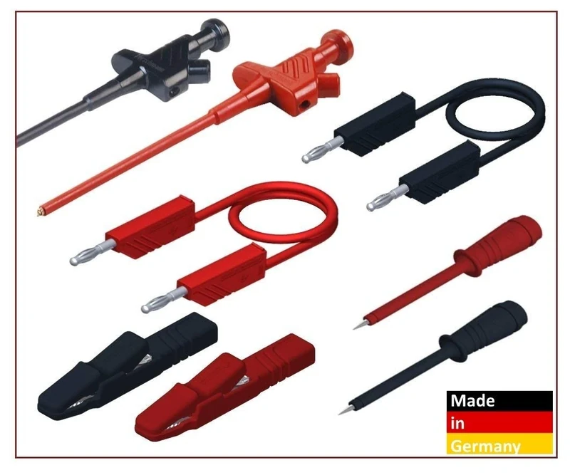 Velleman - HMSET2 Hirschmann safety test lead set PMS 4 with test probes test leads lamella plug 4 mm, black/red 142921