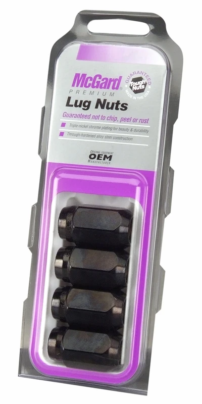 McGard 64031 Black (M12 x 1.5 Thread Size) Cone Seat Style Lug Nut, (Set of 4), 4 Lug Nuts