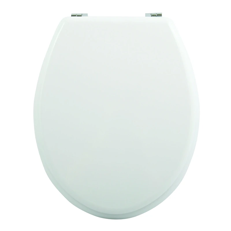 MSV Zinc Toilet Seat with Hinges, White/Silver - Image 1