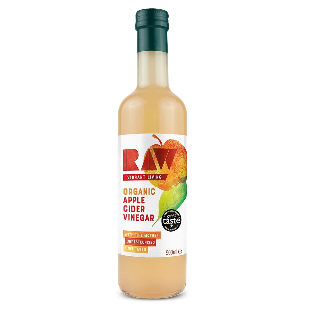Raw Health Organic Cider Vinegar Unpasteurised with Mother 500 ml, Pack of 6 - Certified Organic, Unfiltered, Raw Apple Cider Vinegar