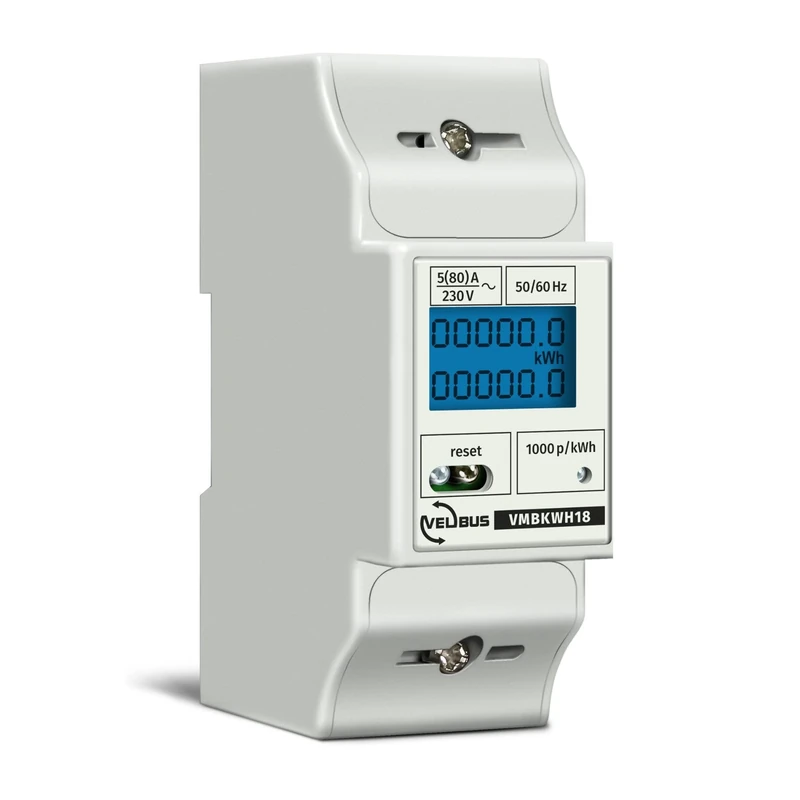 Velleman EMDIN02 Single Phase Dual Module Din-Rail Mount Kwh Meter for Professional Use, Multi-Colour