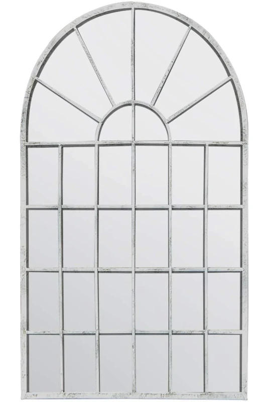 MirrorOutlet Large Off White Rustic Arch Garden Wall Mirror 2Ft7 X 1Ft8 (79cm X 51cm), 79 x 51, Beige