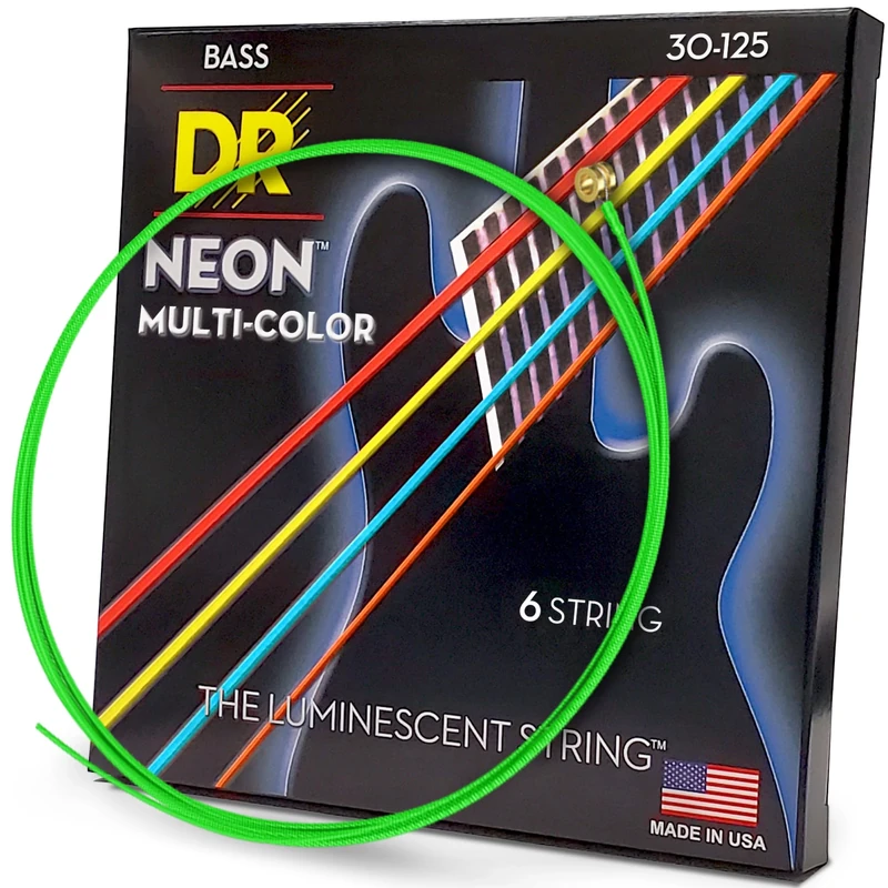 DR Strings NMCB6-30 DR NEON 6 Bass Guitar String, Medium, Multi-Color