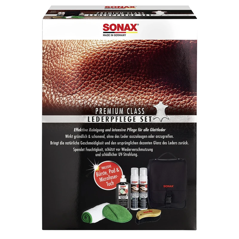 SONAX PremiumClass Leather Care Set (1 Set) Effective cleaning and intensive care for all types of smooth leather | Art-No. 02819410 - Image 1